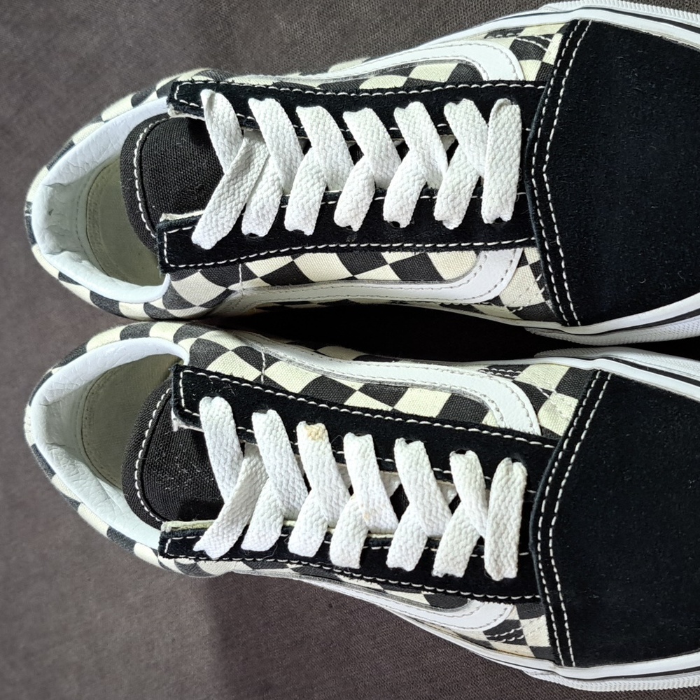 Vans Old Skool White Black Checkerboard Canvas Suede Lace Up Sneakers G US 5 - Picture 6 of 16